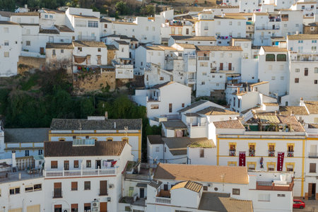 An aerial view of Setenil de las Bodegas town, in the province of Cadiz, Spainの写真素材