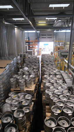 A vertical shot of the tools inside of a microbrewery factory in Iceland