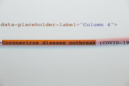 Some information on the screen about the Coronavirus emergencyの写真素材