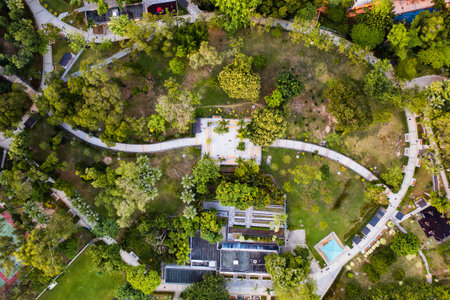 An aerial shot from Hong Kongの写真素材