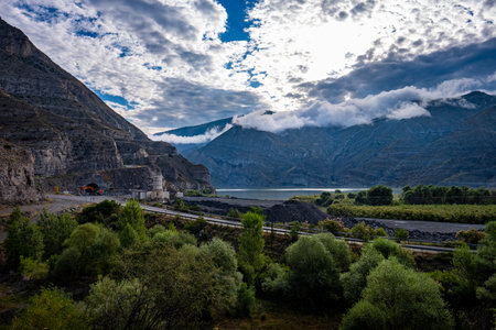 A mesmerizing landscape of Tortum Lake in Erzurum, Turkeyの写真素材