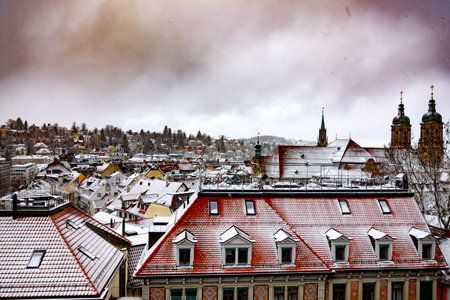 A cityscape and abbey of St Gallen in Switzerland.の写真素材