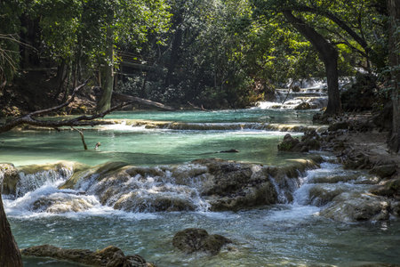 A beautiful shot of the Chiflon Waterfalls, Chiapas, Mexicoの写真素材