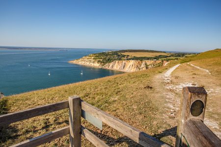 A breathtaking shot of harbor Isle of Wight in the English channelの写真素材