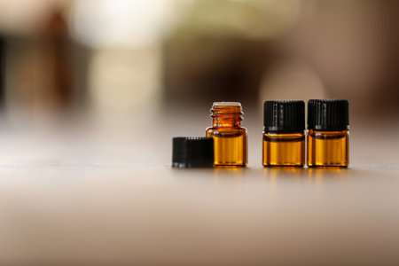 A closeup shot of essential oil vialsの写真素材
