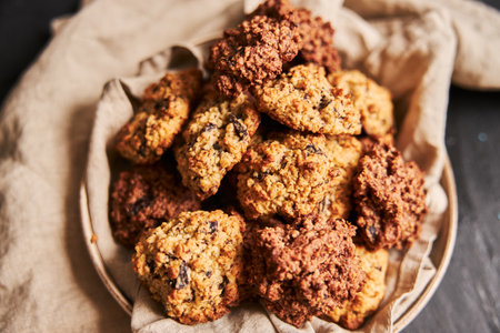 A closeup shot of delicious homemade oatmeal cookies in a plate