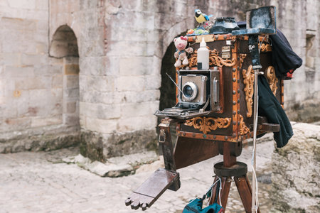A closeup of an old cameraの写真素材