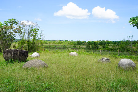 A closeup shot of the stone balls in Costa Ricaの写真素材