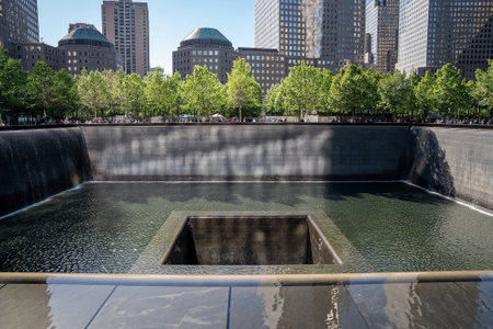A view of the 9/11 monument in the USAの写真素材