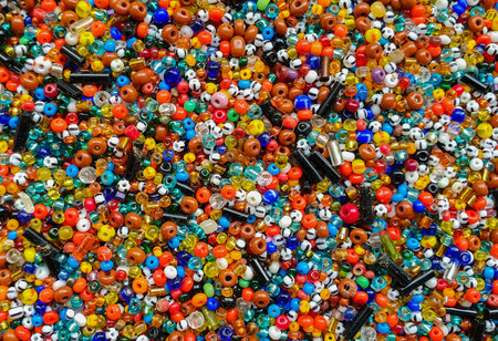 A closeup shot of multi colored beadsの写真素材