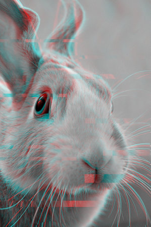 A beautiful shot of a cute rabbit with a 3d effectの写真素材