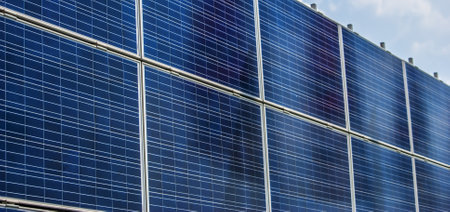 A closeup shot of solar panels