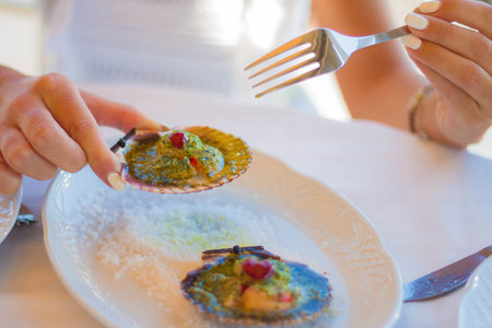 A closeup shot of tasty and delicious seafood meal