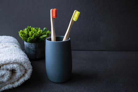 An abstract shot of bathroom items - concept of hygieneの写真素材