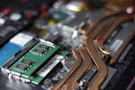 A closeup shot of the details in a circuit board
