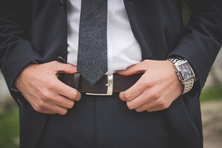 A closeup of a man in a suitの写真素材