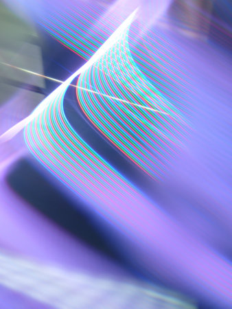 The texture of layers in blue and violet, bright threads, gradual light trails, virtual networks, and spatial structuresの写真素材