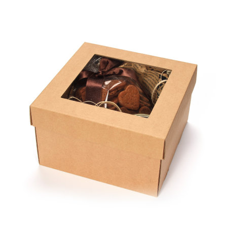 A Christmas gift box on white backgroundの写真素材