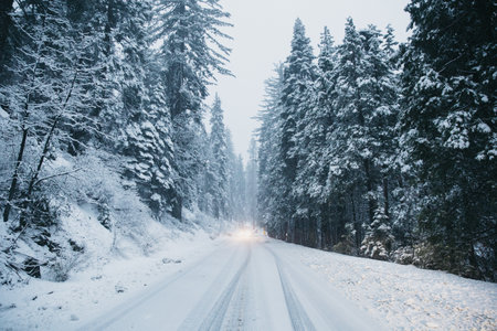 A beautiful winter scenery in Yosemite National Park, California, USAの写真素材
