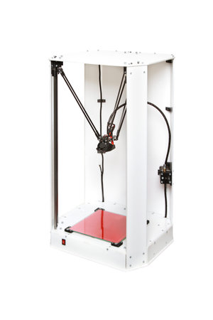 A 3D printer isolated on a white background