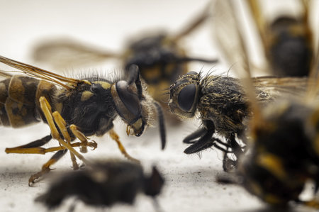 An impressive macro shot of beesの写真素材