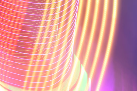 A futuristic background with abstract rhythmic light trailsの写真素材