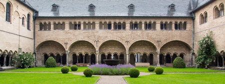 A cloister St. Martin's Bonn Minster Cathedral located in Bonn, Germanyの写真素材