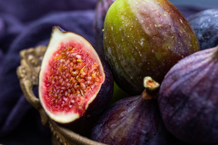 A closeup shot of fresh fig in a basket
