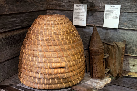 Collection of traditional bee keeping equipment