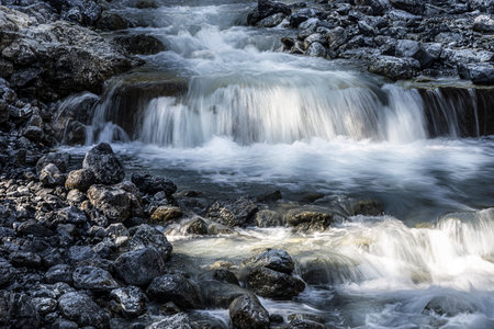 A small water stream on the rocks