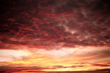 A beautiful view of the red cloudy skyの写真素材