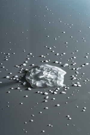 A top view shot of milk spilled on a smooth surface