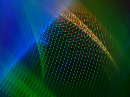 A colorful background with green and blue lights streaks for wallpapers