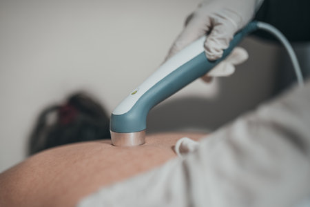 A selective focus shot of a patient getting physiotherapyの写真素材