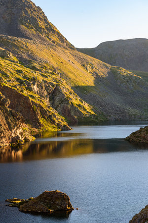 A beautiful mountain landscape in the Pyrenees, Andorraの写真素材
