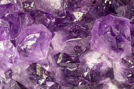 A closeup shot of sparkling purple Amethyst crystalsの写真素材