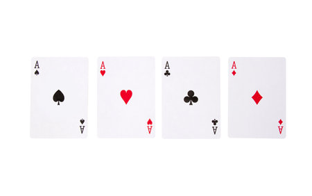 A top view shot of royal cards isolated on a white background