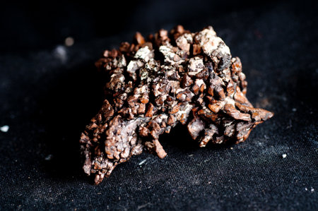 copper ore metal mineral sample used in manufacturing and jewelryの写真素材