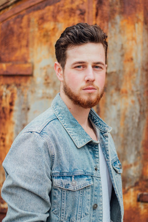 A shallow focus shot of a young and attractive male posing at camera