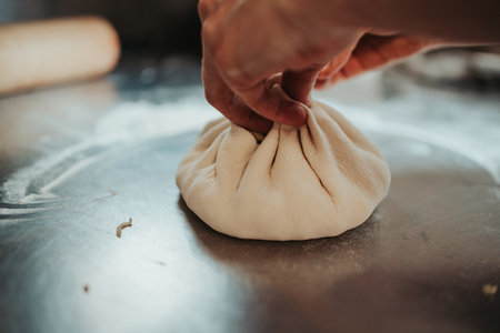 A closeup of a dough making processの写真素材