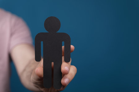 A person working with the virtual representation of a human icon - employee job recruitment person symbolの写真素材