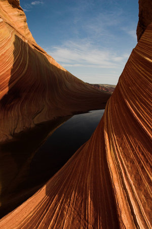 The Wave sandstone rock formations in Arizona, United Statesの写真素材
