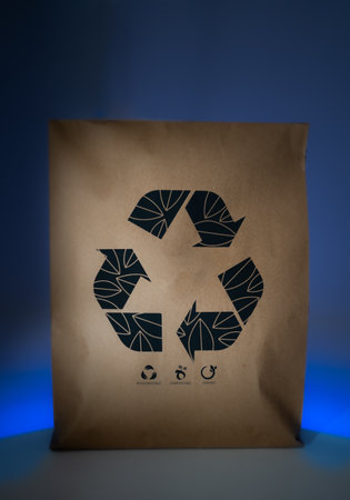 A vertical shot of an eco-friendly paper packagingの写真素材