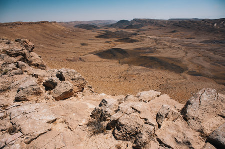 The beautiful scenery of the desert of Negev with rocky hills in Israel