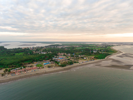 Seascape/Beach of the Beautiful Tumaco City, on the Pacific Coast of Colombiaの写真素材
