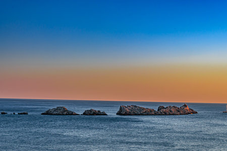 A beautiful sunset scenery over the Adriatic seaの写真素材