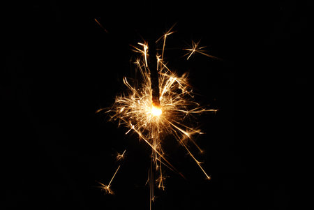 An abstract shot of a burning firework fuseの写真素材