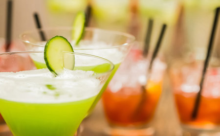 A closeup focus shot of cocktail selectionの写真素材