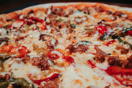 A closeup shot of a delicious pizzaの写真素材