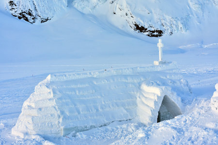 The Ice Church at Lake Balea in the Fagaras Mountains in Romaniaの写真素材